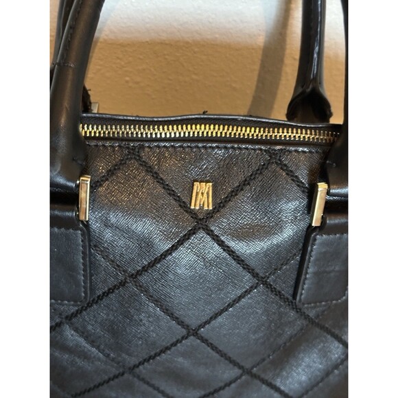 Antonio Melani Satchel Handbag Quilted Black Leather - Picture 5 of 16